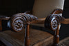 Pair of Impressive Carved Walnut Carolean style Armchairs. Upholstery Inclusive.