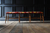 19th Century French Long Bench with Velvet Ikat.