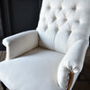 Pair Napoleon III Ebonised Button Back Armchair, Upholstery inclusive