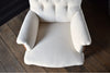 Pair Napoleon III Ebonised Button Back Armchair, Upholstery inclusive
