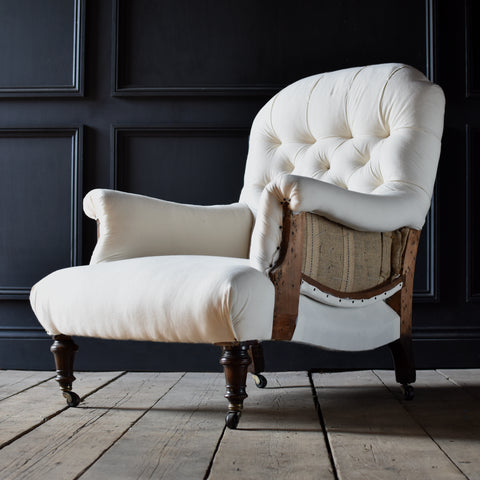 19th Century English Country House Deep Seated Armchair. Upholstery Inclusive.