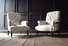 Pair Napoleon III Ebonised Button Back Armchair, Upholstery inclusive