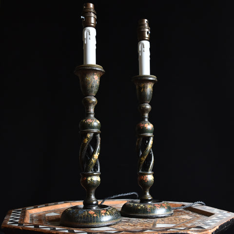 Pair of Decorative Late 19th Century Kashmiri Table Lamps.