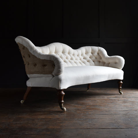 19th Century English Serpentine Two Seat Sofa. Upholstery inclusive.