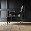Smart 19th Century English Black Leather Library Armchair.