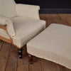 19th Century French Armchair with Fitting Footstool. Upholstery Inclusive.