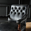 Smart 19th Century English Black Leather Library Armchair.