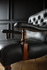 Smart 19th Century English Black Leather Library Armchair.