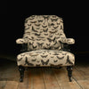 19th Century Ebonised Button Back Ladies Library Armchair -  Moth