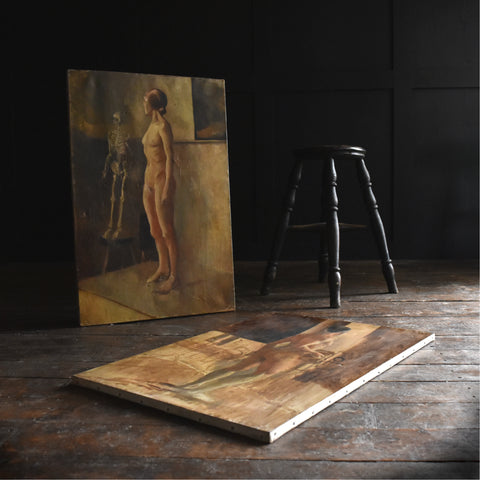 A pair of Male and Female Nude Studies. English School Royal Academy. Circa 1940-50