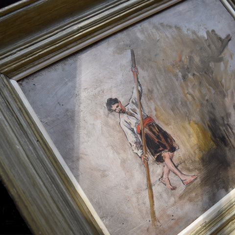 Oil on Panel Depicting a Gondolier. Attributed to Raymond Allègre 1857-1933.