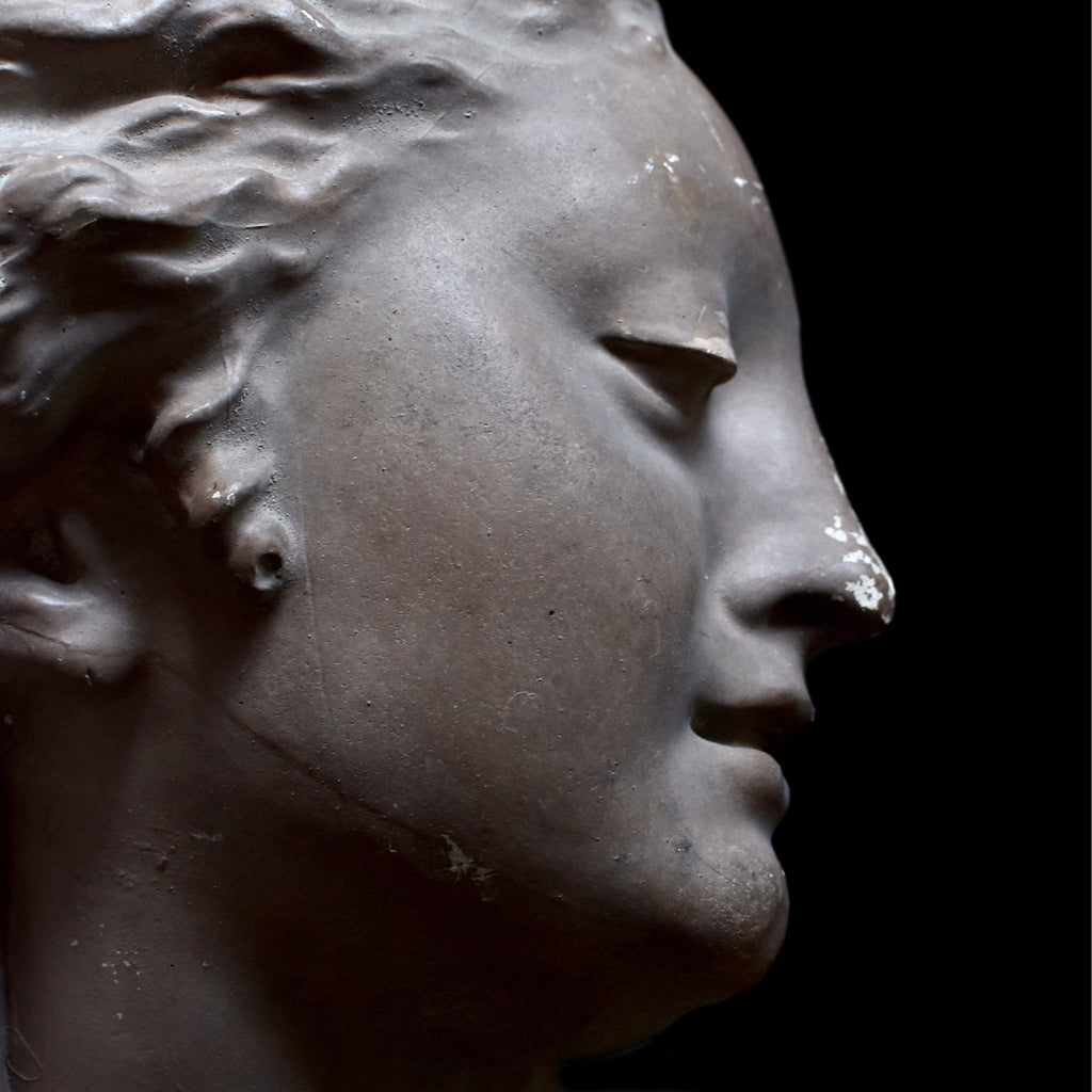 Beautiful French Cast Plaster Bust Mould of a Woman.