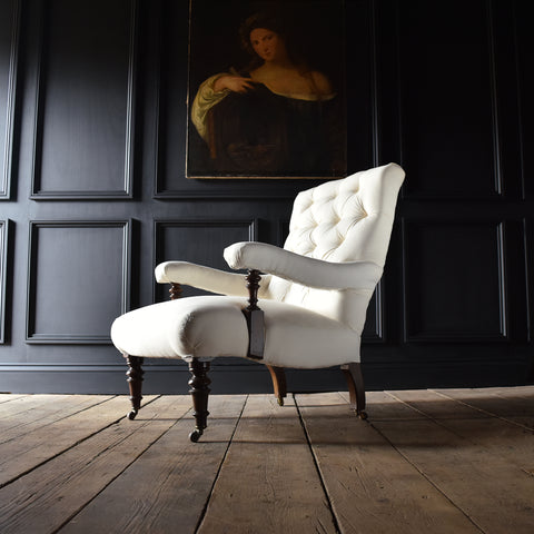19th Century English Library Armchair. Upholstery Inclusive