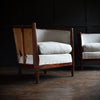 Pair of French Red Lacquer Deco Tub Chairs. Upholstery Inclusive.