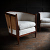 Pair of French Red Lacquer Deco Tub Chairs. Upholstery Inclusive.