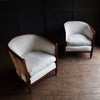 Pair of French Red Lacquer Deco Tub Chairs. Upholstery Inclusive.