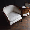 Pair of French Red Lacquer Deco Tub Chairs. Upholstery Inclusive.