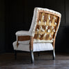 Pair of Napoleon III Ebonised Button Back Armchairs. Upholstery Inclusive.
