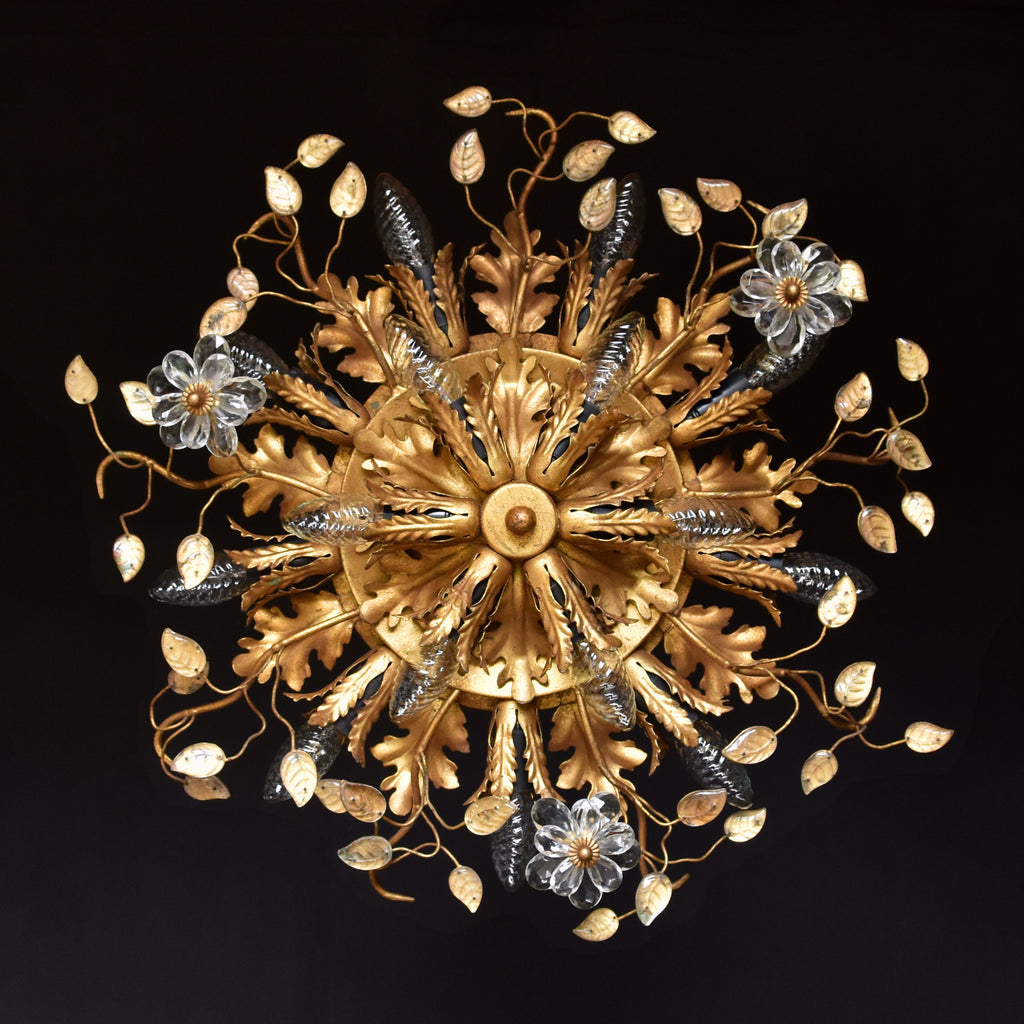 Mid Century Italian Florentine Tole Wall or Ceiling Light by Banci Firenze.