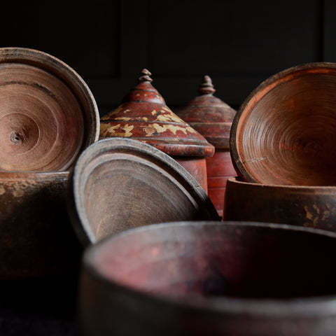 Collection of Six Hindu Bindi Ceremonial Powder Jars.