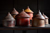Collection of Six Hindu Bindi Ceremonial Powder Jars.