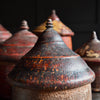 Collection of Six Hindu Bindi Ceremonial Powder Jars.