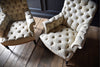 Pair of Napoleon III Fully Buttoned Ebonised Armchairs. Upholstery Inclusive.