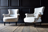 Shapely Pair of French Ebonised Armchairs. Circa 1900. Upholstery inclusive.