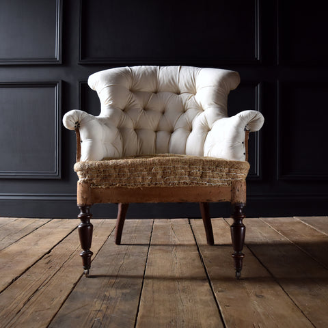 Elegent Napoleon III Button Back Armchair, Upholstery Inclusive.