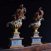 Pair of Rare 18th Century Baroque Carved Wood Flames.