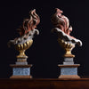 Pair of Rare 18th Century Baroque Carved Wood Flames.