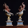 Pair of Rare 18th Century Baroque Carved Wood Flames.
