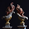Pair of Rare 18th Century Baroque Carved Wood Flames.