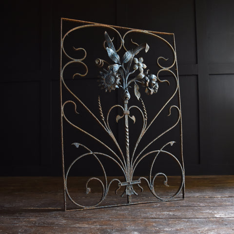 Decorative Painted Wrought Iron Grill. Belgium 1900-1920.