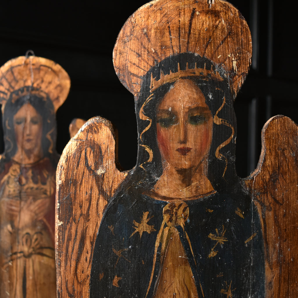 Pair of Decorative Italian Hand Painted Angel Wall Panels.