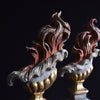 Pair of Rare 18th Century Baroque Carved Wood Flames.