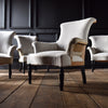 Petite 1930's French Scroll Back Armchair. Upholstery inclusive.