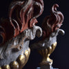 Pair of Rare 18th Century Baroque Carved Wood Flames.
