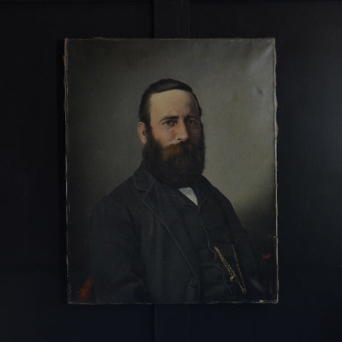Intriguing 19th Century Oil Portrait of a Ships Captain, by Luigi Renault "Leghorn" 1845–1877