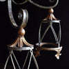 Early 20th Century Italian Tole & Iron Hanging Trio lantern Wall Light.