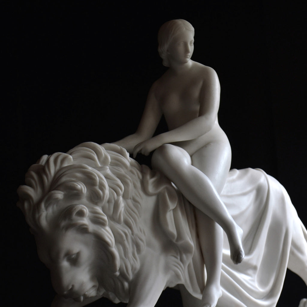 A 19th Century Minton Parian figure group 'Una and The Lion'