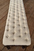 Ebonised Button Top Long Bench by Howard & Sons. Including Upholstery.