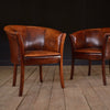 Pair of Handsome Vintage French Leather Tub Chairs.