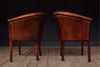 Pair of Handsome Vintage French Leather Tub Chairs.