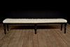 Ebonised Button Top Long Bench by Howard & Sons. Including Upholstery.