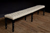 Ebonised Button Top Long Bench by Howard & Sons. Including Upholstery.