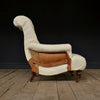 A Good 19th Century English Scroll Back Armchair by Cornelius V. Smith. Inc Upholstery