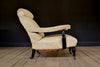 19th Century English Ebonised  Library Armchair, Upholstery Inclusive.