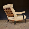 19th Century English Ebonised  Library Armchair, Upholstery Inclusive.