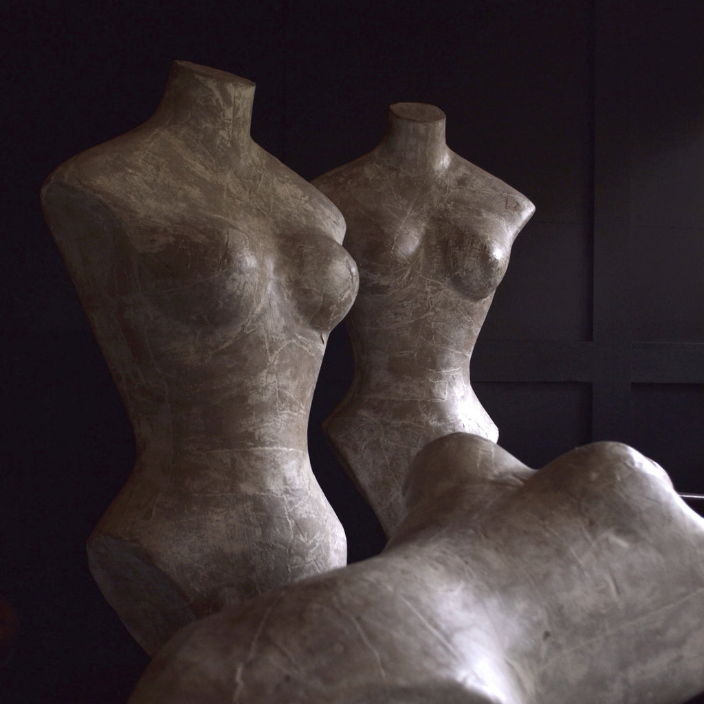 Three French Paper Mache Display Mannequin Dress Forms, Circa 1950 - Hunter and Rose Three French Paper Mache Display Mannequin Dress Forms, Circa 1950 - Hunter and Rose
